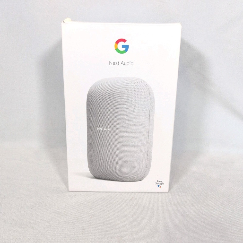 Google Nest Audio Smart Speaker Chalk GXCA6 with Power Adapter - Great Condition